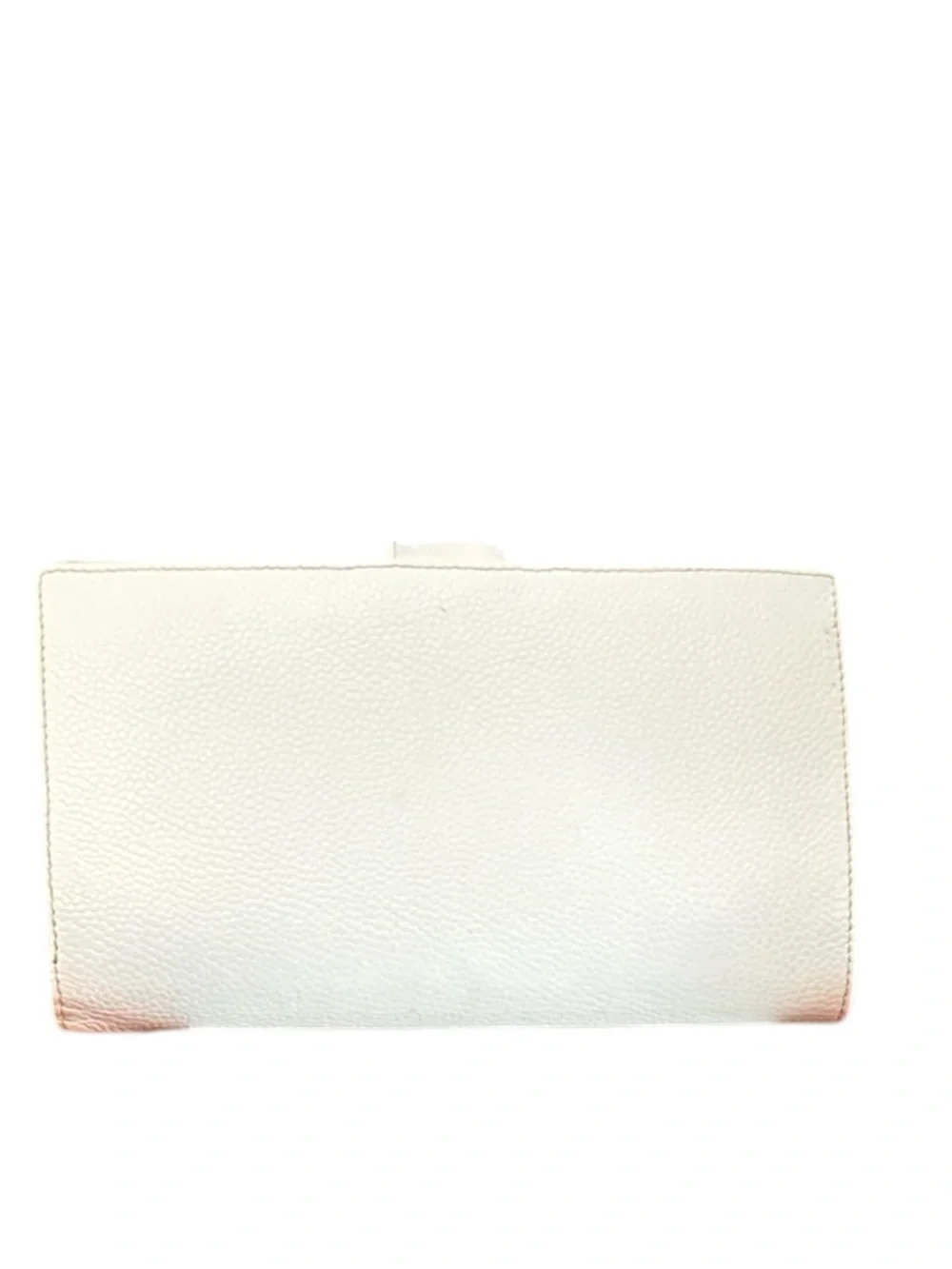 CHANEL Cream Leather CC Logo Snap Wallet